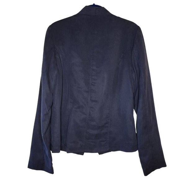 Evette & K Black Moto Draped Zip Front Blazer Jacket Women Size S - Picture 2 of 8